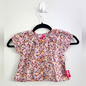 NWT Penelope Mack Baby Girls Floral Top 100% Cotton Size 12M